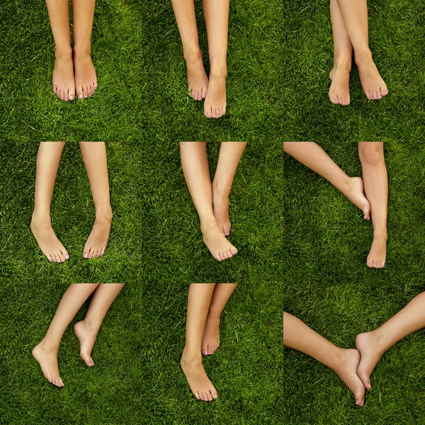 Female legs over the grass — Stock Photo, Image