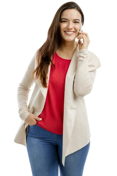 Mujer hablando en el teléfono móvil — Foto de Stock