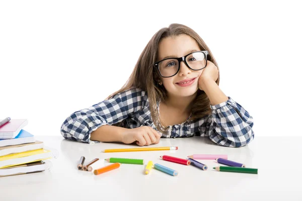 Menina fazendo desenhos — Fotografia de Stock