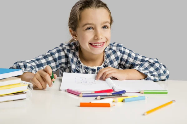 Meisje maken van tekeningen — Stockfoto