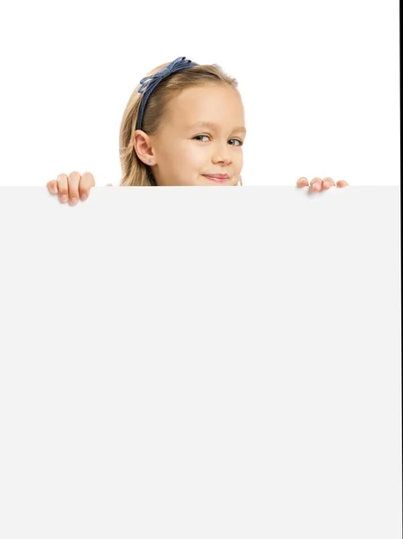 Schattig meisje houdt van een whiteboard — Stockfoto