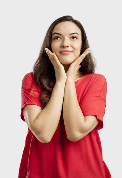 Mujer encantadora con una expresión de ensueño — Foto de Stock