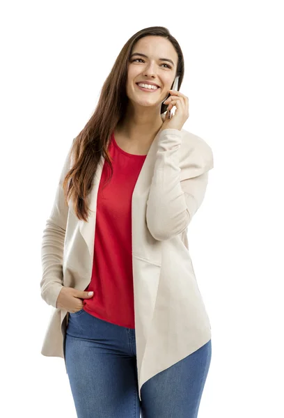 Mulher falando ao telefone — Fotografia de Stock