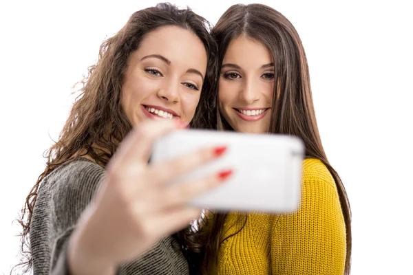 Teen girls with smartphone — Stock Photo, Image