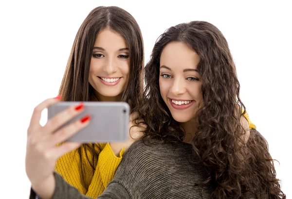 Tiener meisjes met smartphone — Stockfoto