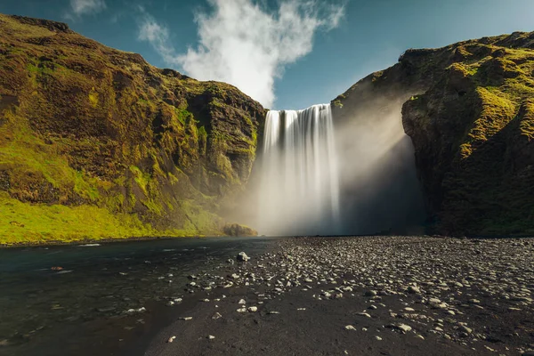 Der Erstaunliche Skogafoss Wasserfall Island — Stockfoto