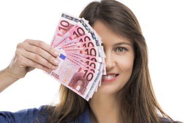 bazı euro tutan kadın
