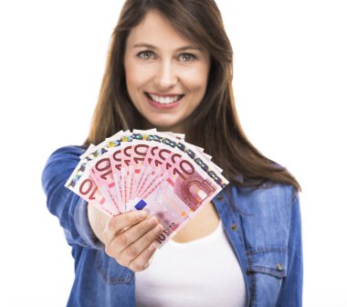 bazı euro tutan kadın