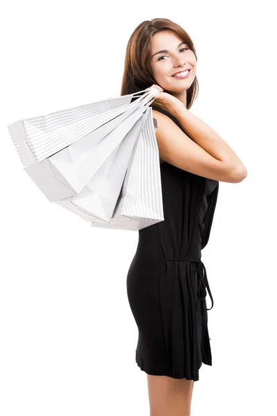 Donna con shopping bags — Foto Stock