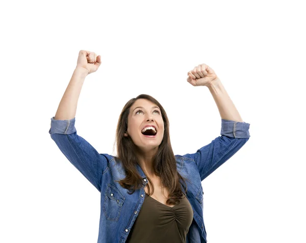 Woman with the achieved success Stock Picture