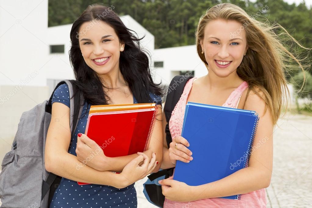 Two beautiful teenage students