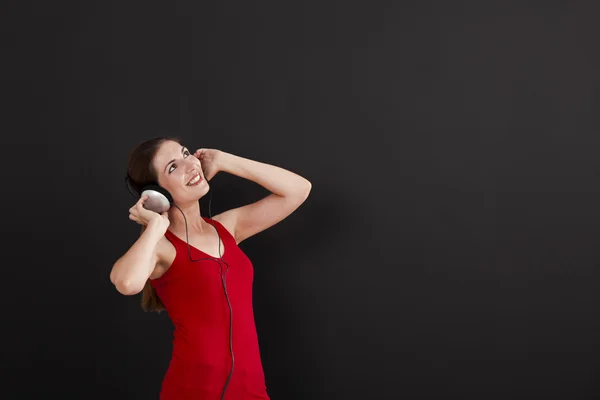 Woman listen music — Stock Photo, Image