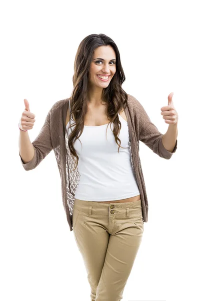 Woman with thumbs up — Stock Photo, Image