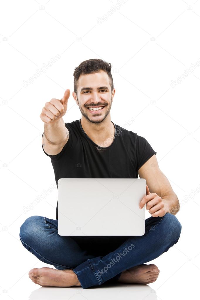 Man working with a laptop