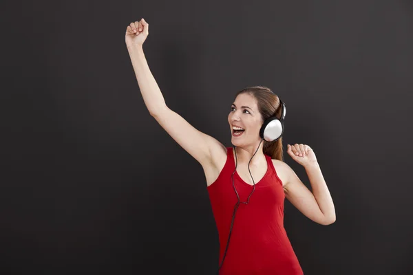 Woman listen music — Stock Photo, Image