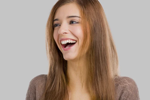 Boldog asszony nevetve — Stock Fotó