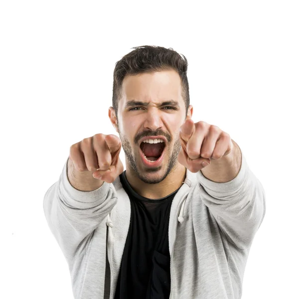 Successful latin man pointing — Stock Photo, Image