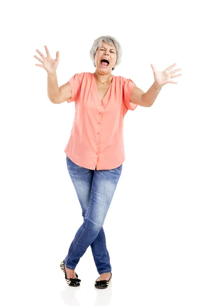 Stressed old woman — Stock Photo, Image