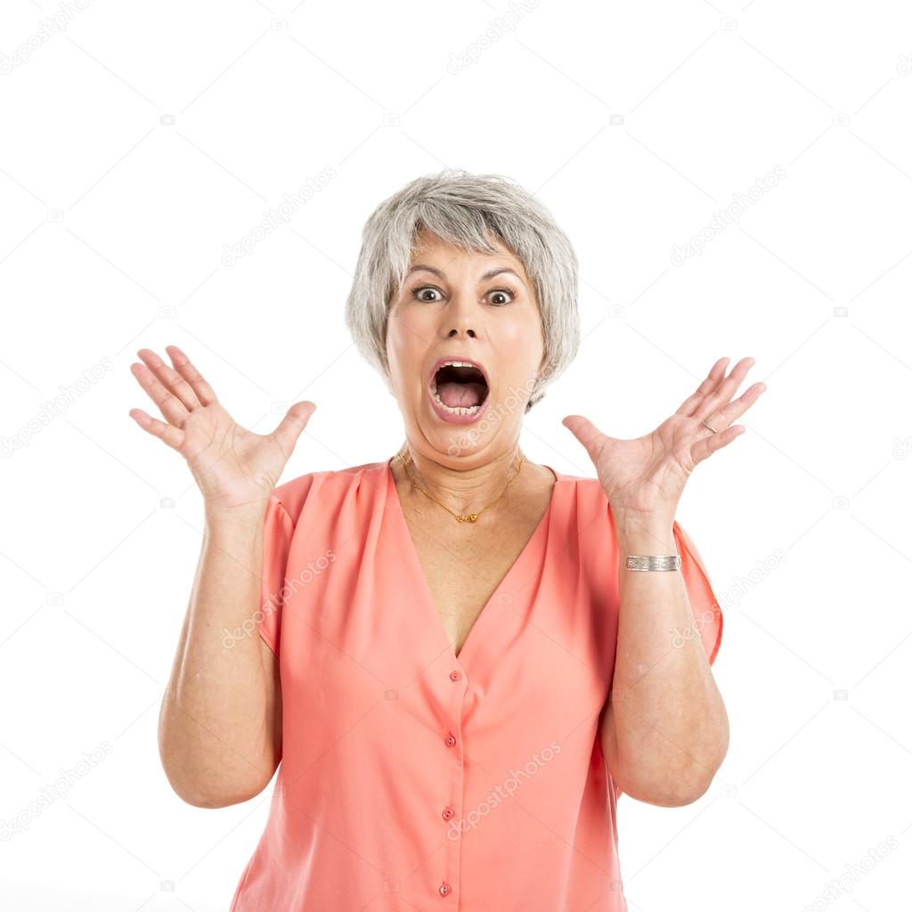 Surprised old woman