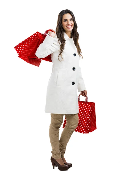 Hermosa mujer con bolsas de compras —  Fotos de Stock