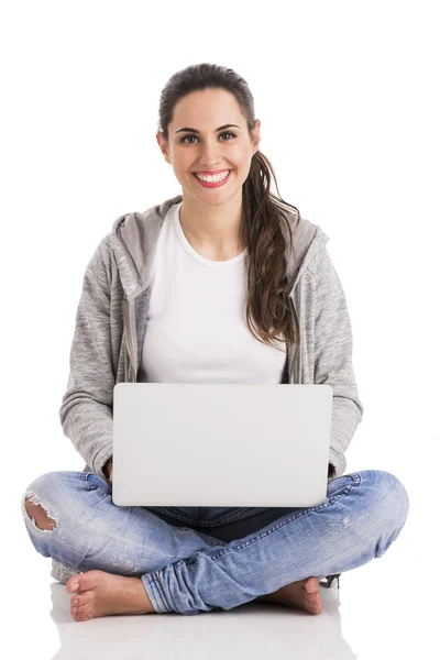 Woking with a laptop — Stock Photo, Image