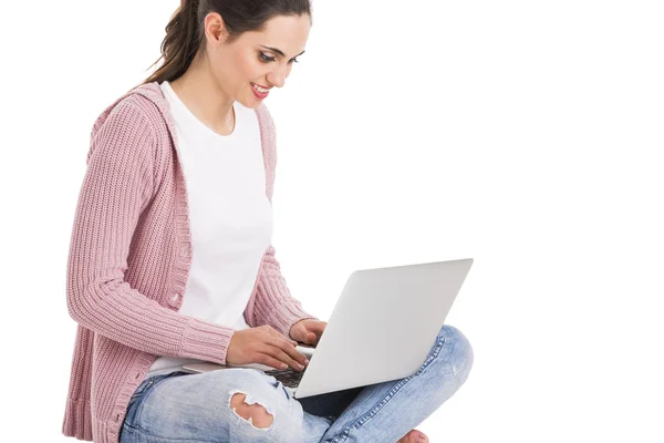 Female student with a laptop — Stock Photo, Image