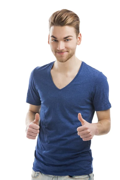 Young man with thumbs up — Stock Photo, Image