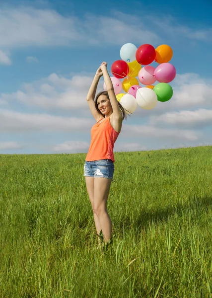 Meisje met ballons — Stockfoto