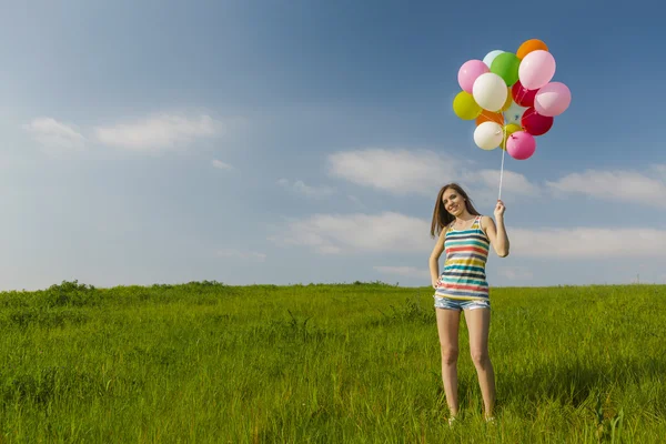 女孩与气球 — 图库照片