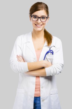 Beautiful young female doctor clipart
