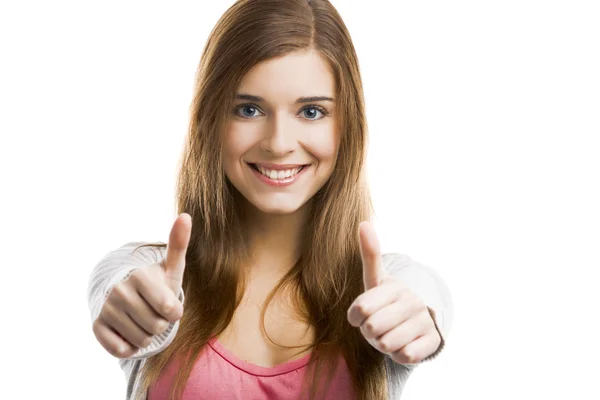 Woman with thumbs up — Stock Photo, Image