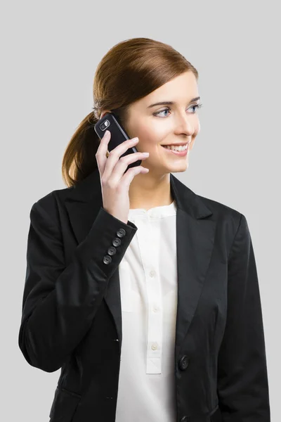 Biznes kobieta co telefon — Zdjęcie stockowe