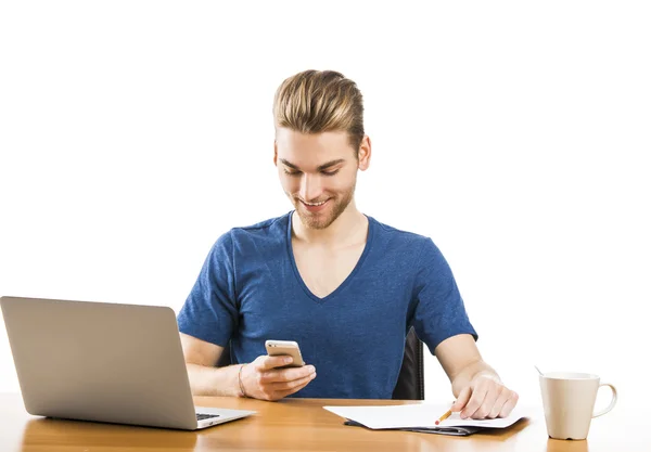 Young man sending text messages — Stock Photo, Image