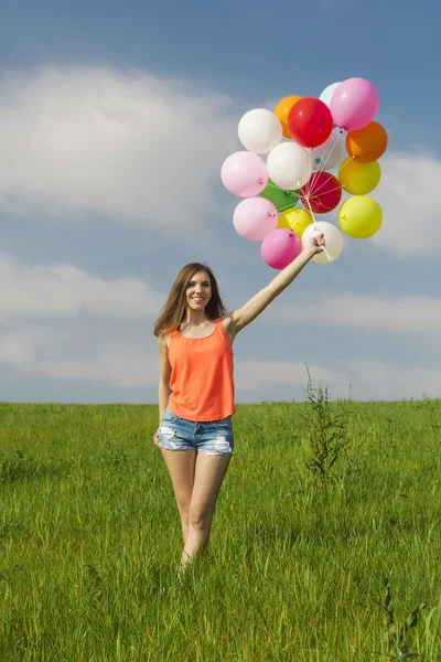 Dívka s baňkách — Stock fotografie