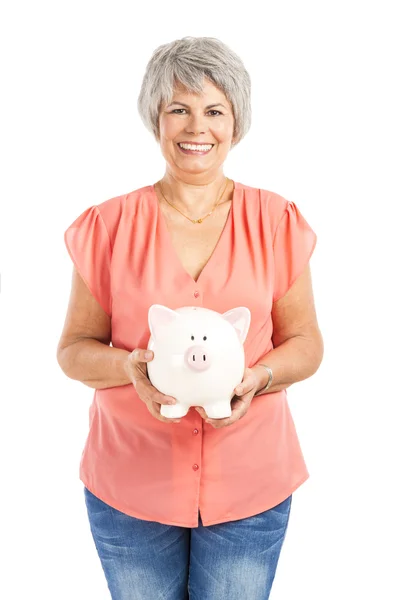 Mujer ahorrando dinero — Foto de Stock