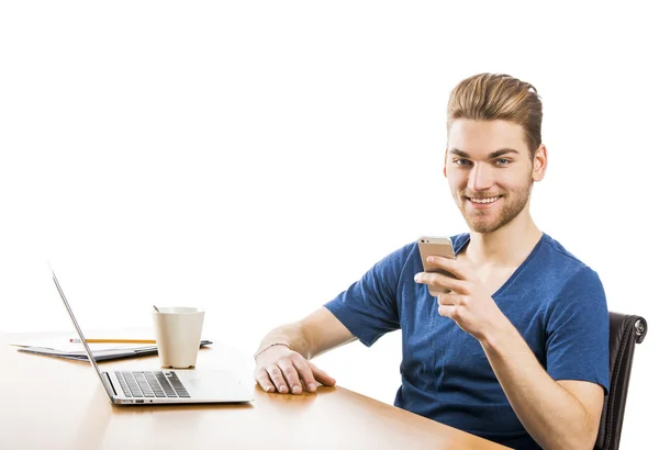 Young man sending text messages — Stock Photo, Image