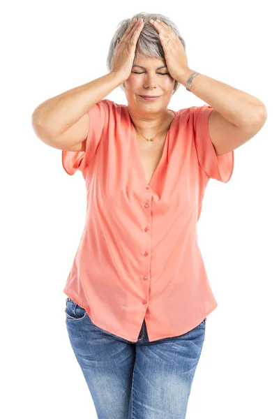 Old woman with a headache — Stock Photo, Image