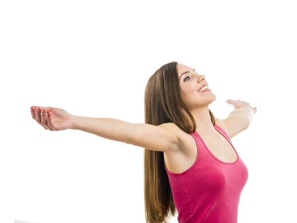 Happy woman  with open arms — Stock Photo, Image
