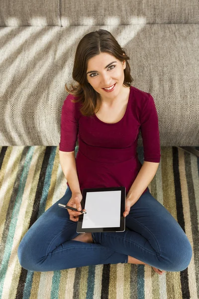 Working working with a tablet — Stock Photo, Image