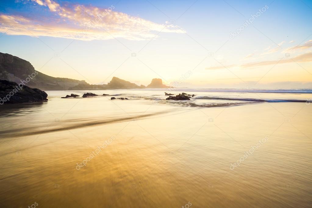 Orange sunset at the beach