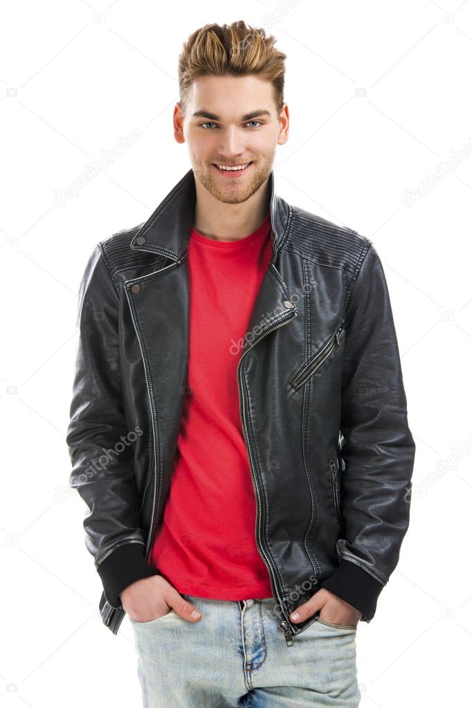 Foto de stock gratuita sobre chaqueta de cuero, chaqueta negra, guapo,  hombre, mirando de lado, fotos de personas, tiro vertical