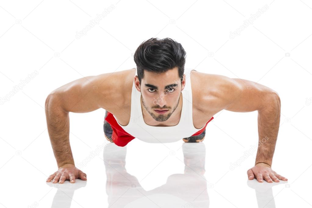 Athletic man doing push-up