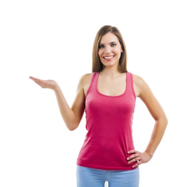 Güzel bir kadın swhowing bir şey