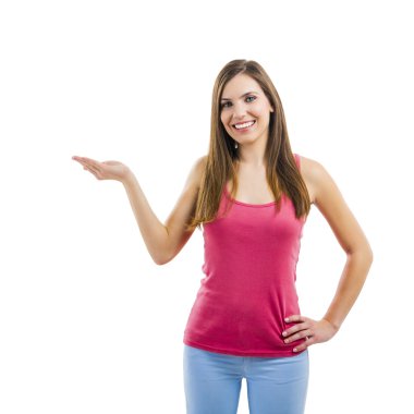 Güzel bir kadın swhowing bir şey