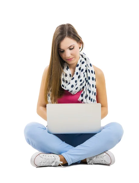 Woman Woking with a laptop — Stock Photo, Image