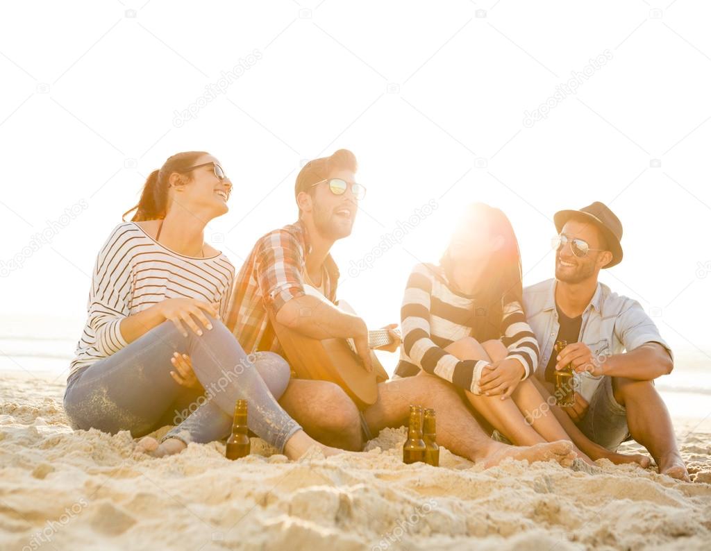 Friends having fun together at the beach