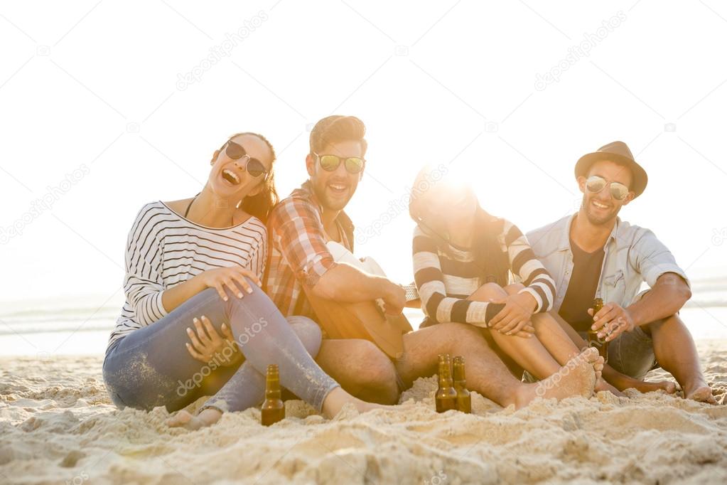 Friends having fun together at the beach