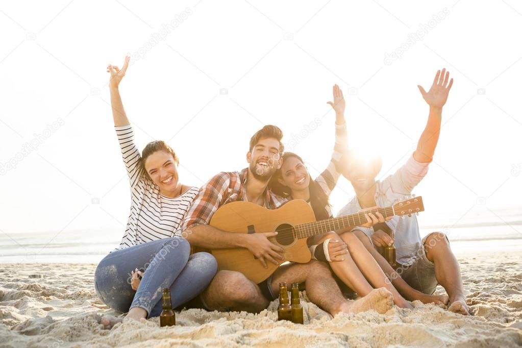 Friends having fun together at the beach