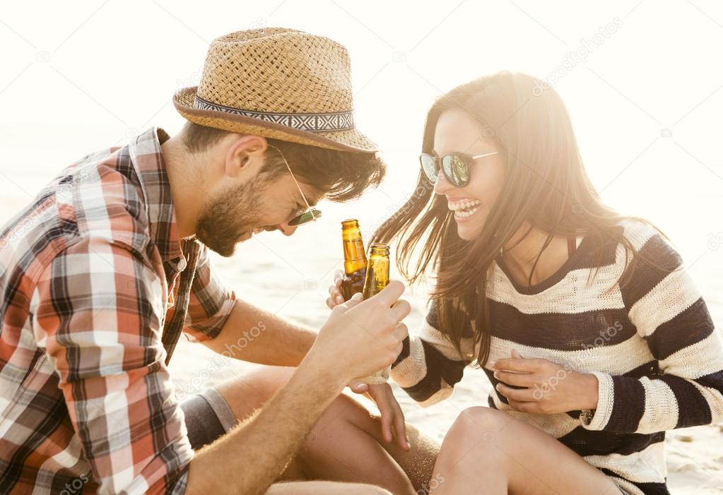 Couple having great time together