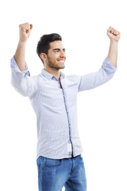 Kolları açık olan başarılı genç adam